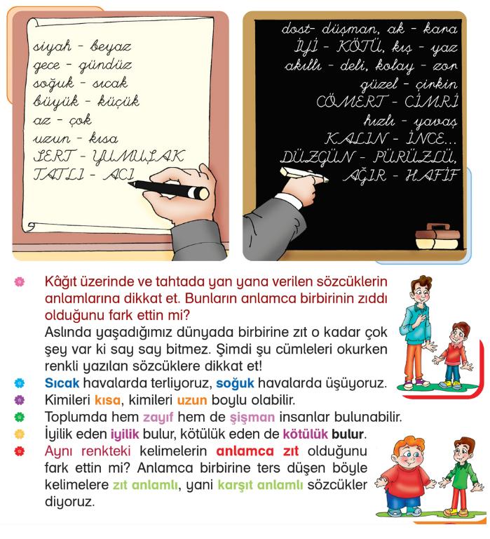 2. Sınıf Türkçe - Zıt Anlamlı Sözcükler - Konu Anlatımı - 2. Sınıf