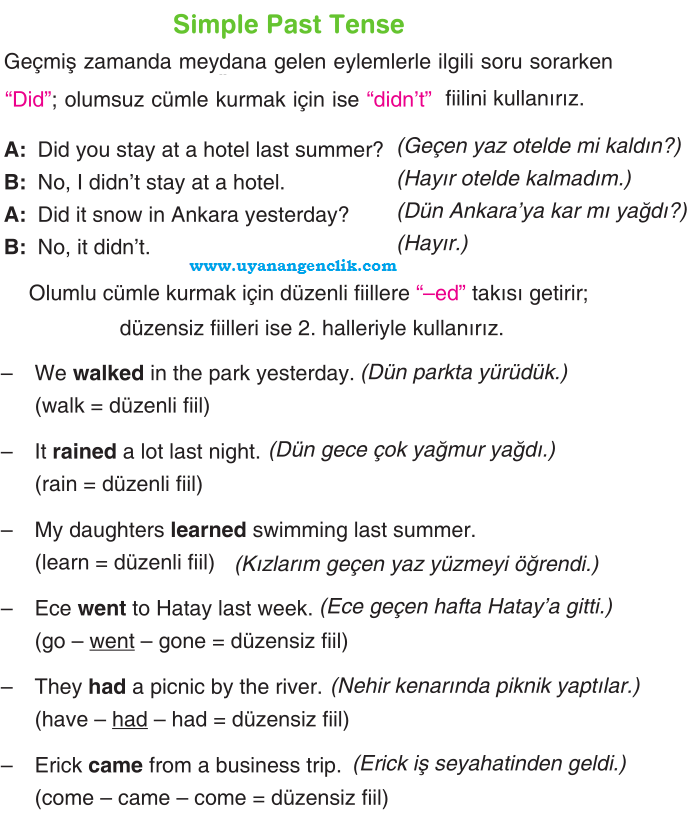 6. Sınıf İngilizce Vacation - Konu Anlatımı - Holidays - Uyanan Gençlik